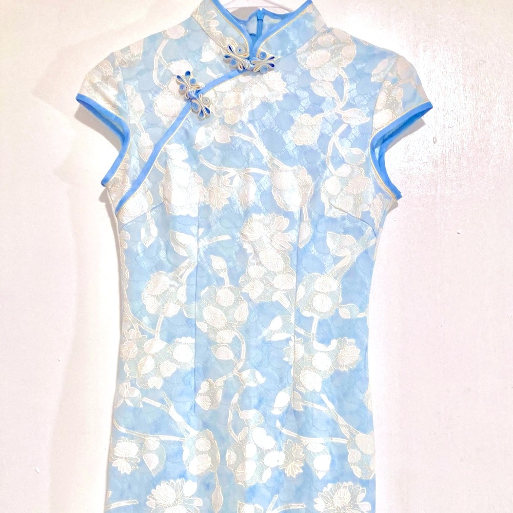 Handmade Embroidered Qipao Mini Cocktail Dress